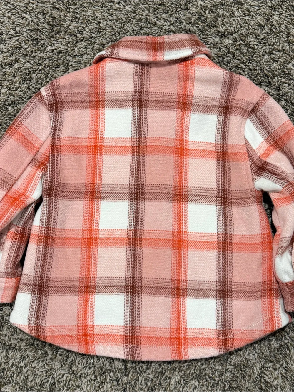 Old Navy Pink Coral & White Plaid Girls' Button-Down Jacket